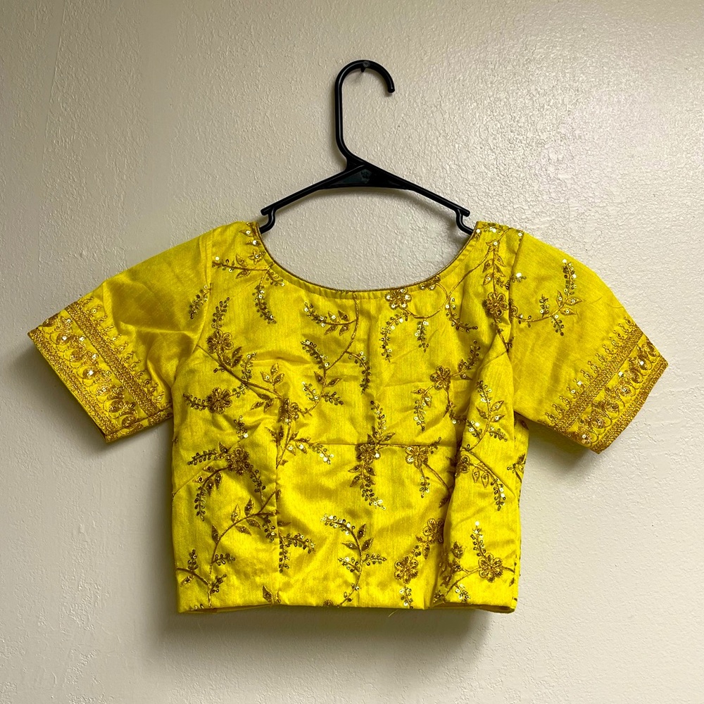 Yellow choli saree blouse